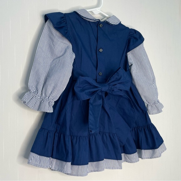 Vintage Polly Flinders Girls Hand Smocked Dress Apron Style 2T ✔️Flaw - Picture 6 of 14